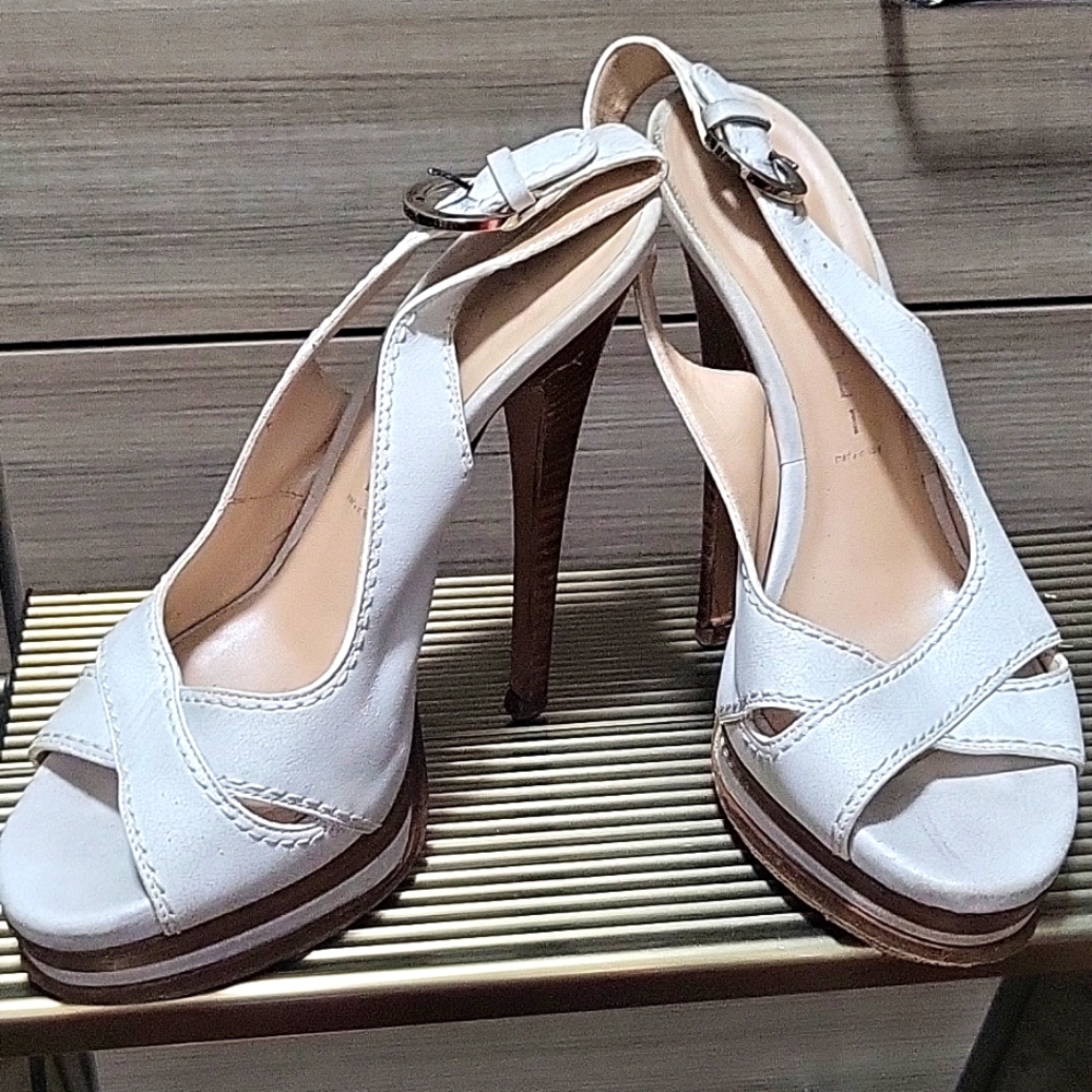 Casadei white leather heels sandals size 5